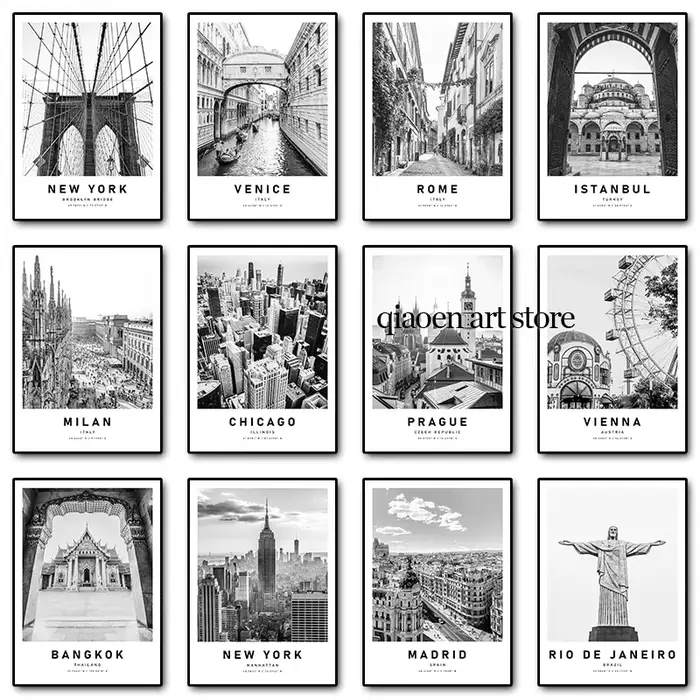 Affiche de Voyage en Noir et Blanc avec Architecture de Paris
