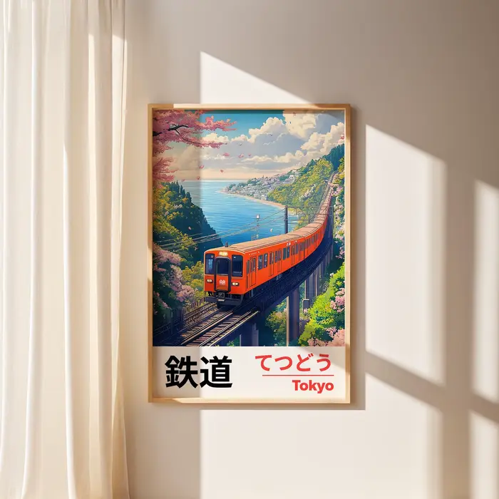 Affiche murale imprimée sur toile de paysage japonais Vintage