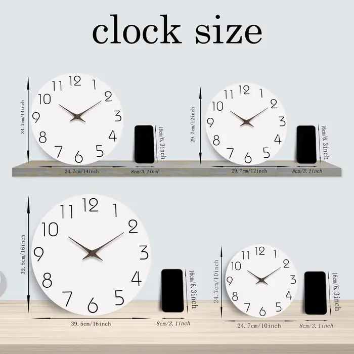 Horloge murale simple en bois blanc pour salon