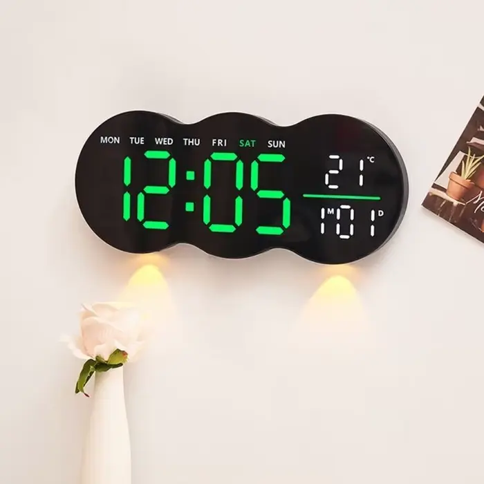 G6KF – horloge murale numérique LED, Design en forme nuage, avec télécommande, minuterie, projecteur inférieur pour élégantes