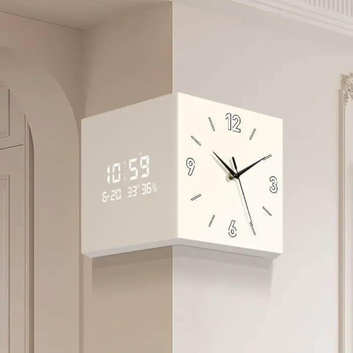 Horloge murale d'angle Double face