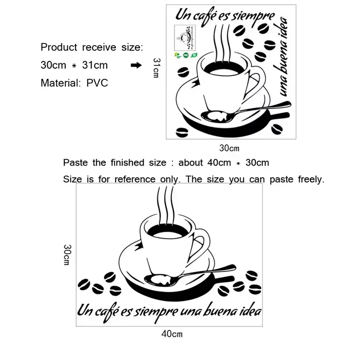 Autocollants muraux espagnols « Un café est toujours une bonne idée »