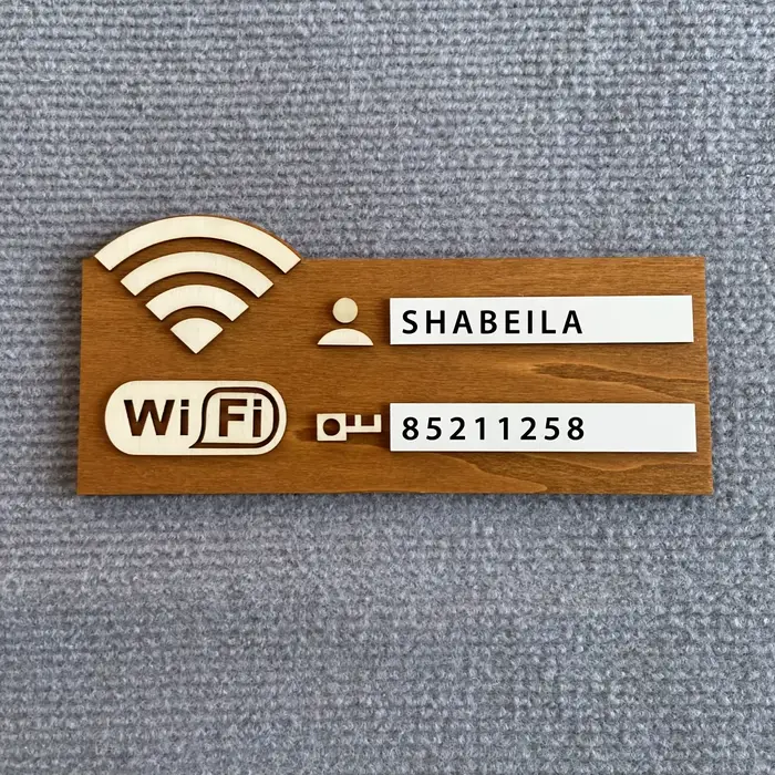 1 plaque rustique en bois pour mot de passe Wi-Fi, indicateur de réseau sans fil vintage à fixer au mur, accessoire de décoration polyvalent pour la maison