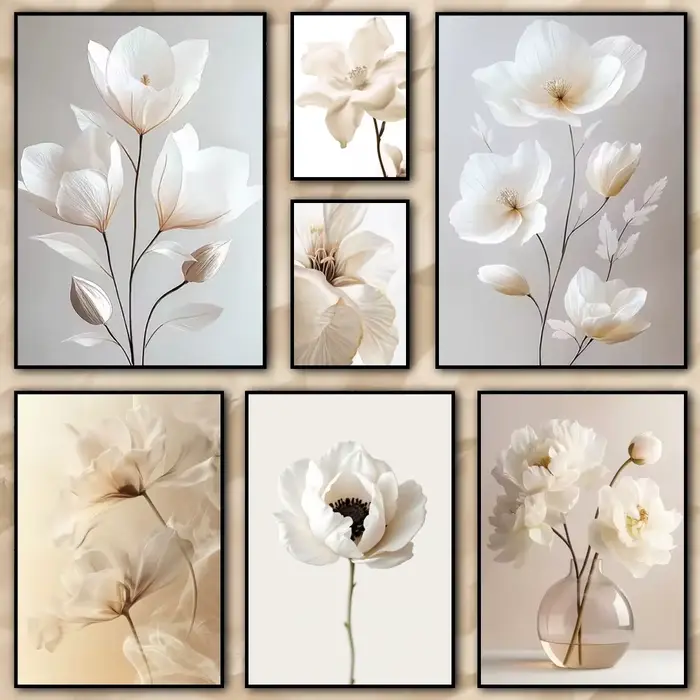 Peinture de fleurs de pivoine beige nordique sans cadre