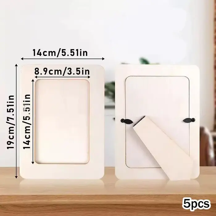 5 cadres photo en bois, style contemporain fait main, présentoir de table, parfait pour les souvenir
