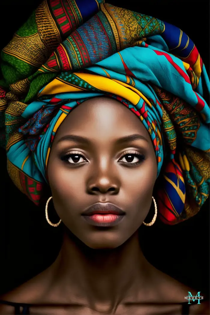 Peinture sur toile d'art de femme africaine avec cadre, affiche de portrait de femme turban de mode, impressions colorées, image murale de figure, décor à la maison
