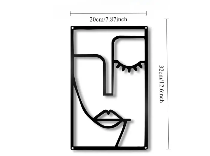 Décoration murale en métal aluminium, silhouette abstraite de visage, noir, décoration moderne pour 