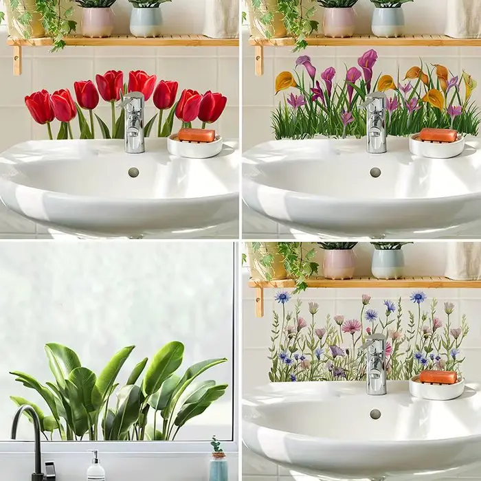 Autocollant mural pour la zone du lavabo de la salle de bain
