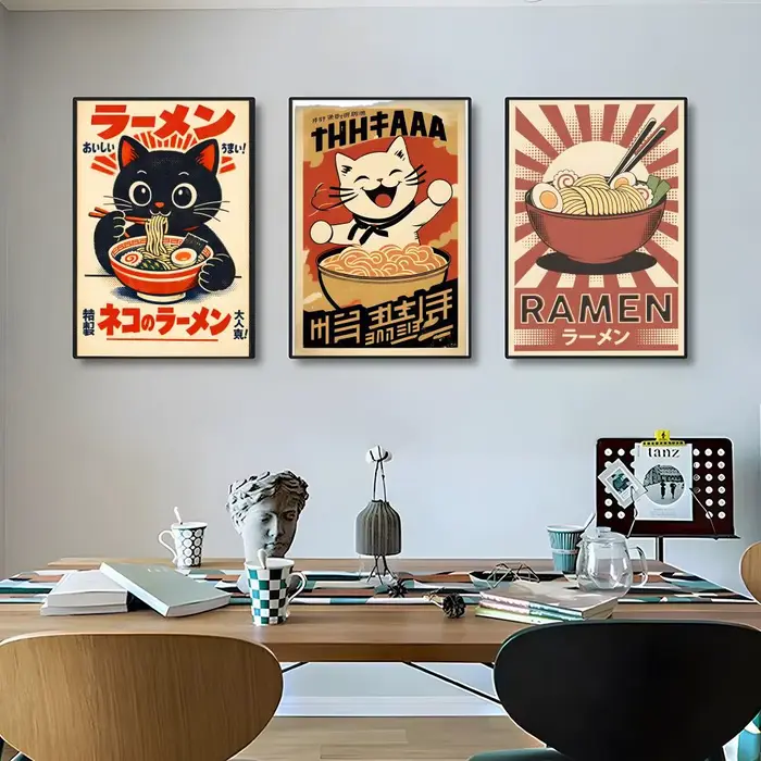 Affiche d'art vintage sur le thème du ramen japonais