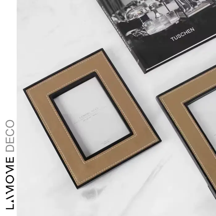 Cadre photo en cuir de luxe moderne, objet de décoration pour la maison