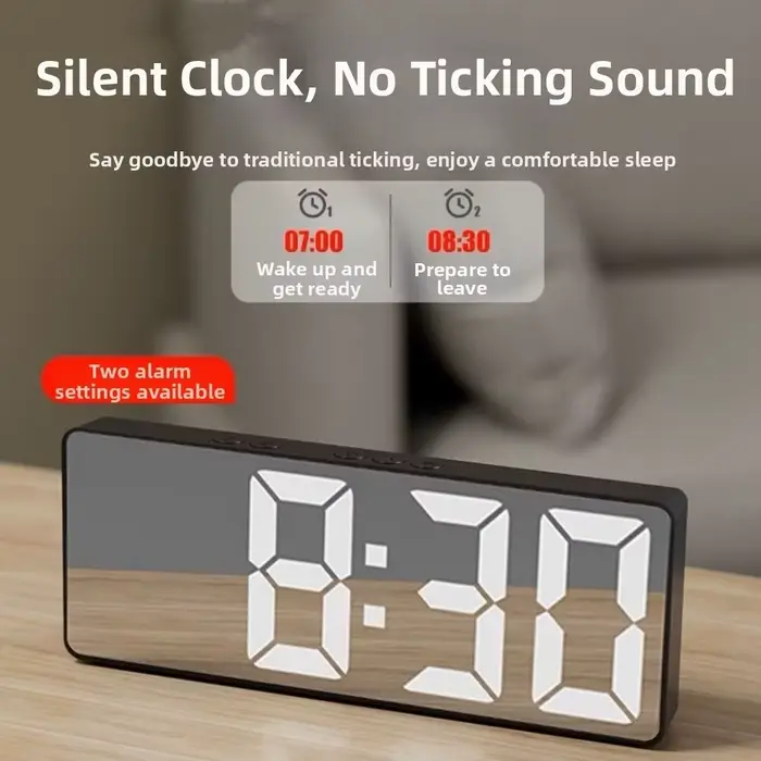 Horloge miroir LED avec affichage numérique