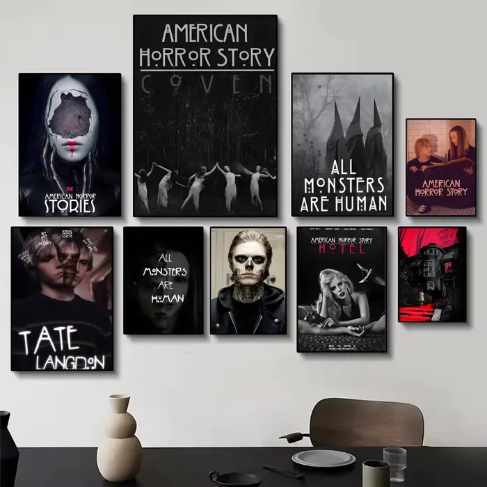 Affiche murale d'art gothique grotesque inspirée de l'anthologie américaine d'histoires d'horreur pour le salon