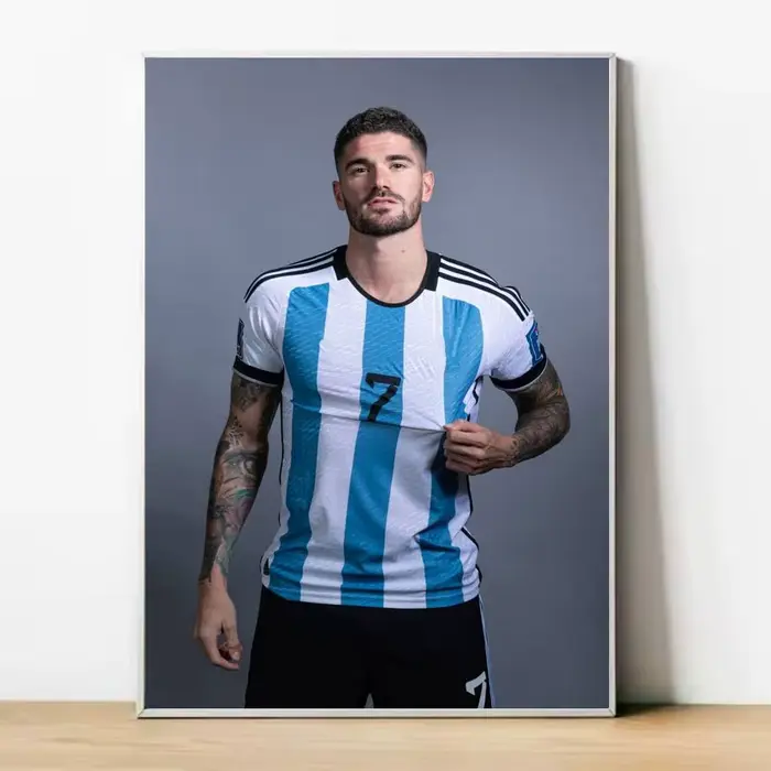 Affiche de football R-Rodrigo De Paul, affiche murale autocollante HD imperméable, idéale pour la maison, le bureau, le dortoir, cadeau