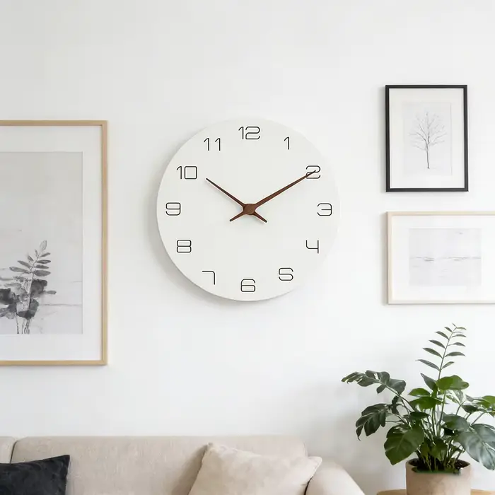 Horloge murale en bois à motif blanc Simple et moderne