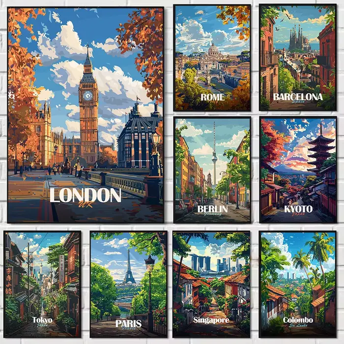 Affiche de paysage d'art moderne de londres