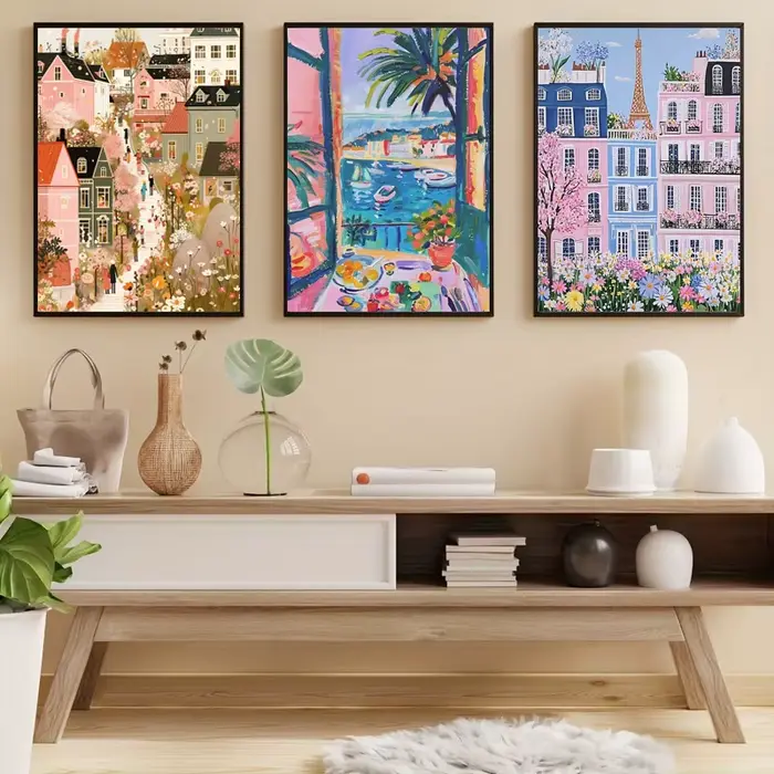 Toile d'art de paysage urbain vibrant