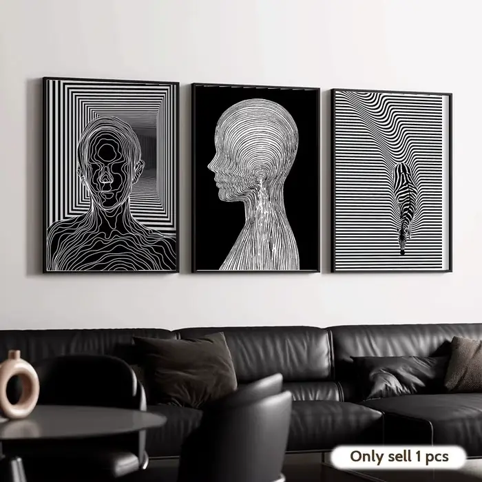 Affiche d'illusion d'optique noir et blanc
