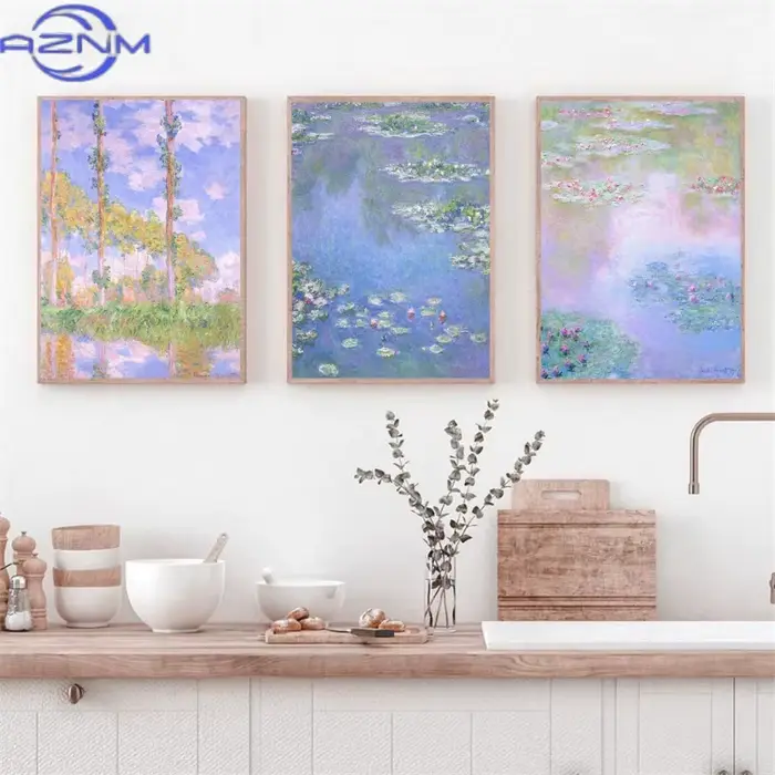 AZNM Affiche de paysage de lotus et de nénuphars de Claude Monet