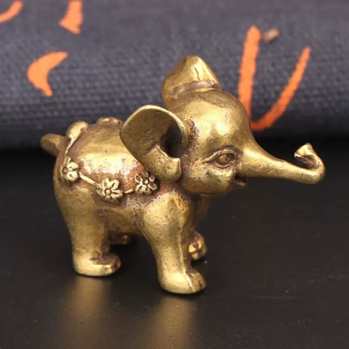 Figurines d'éléphant miniatures en Bronze Antique, ornement de Table pour animaux de compagnie, déco