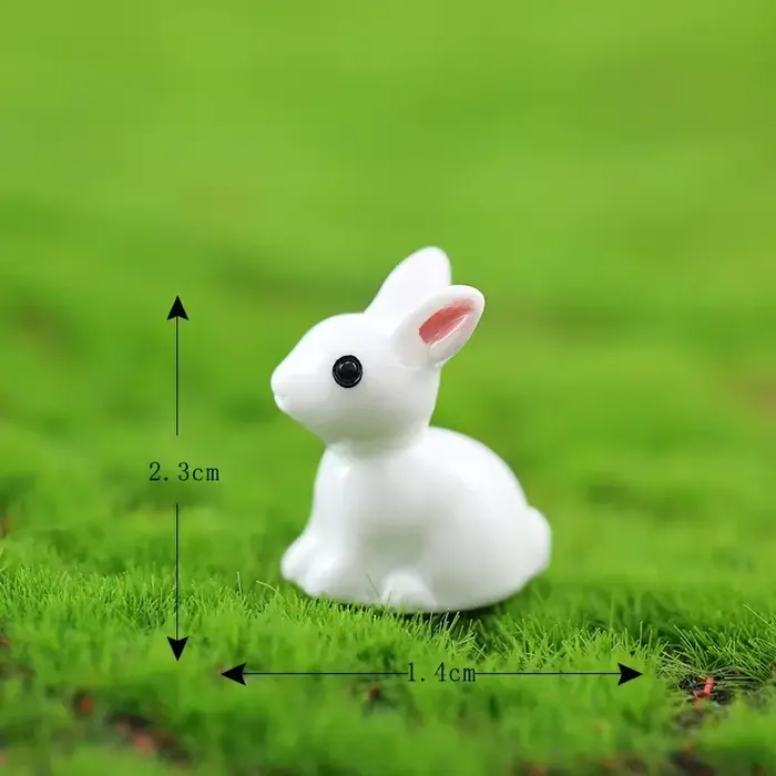 Mini lapins miniatures en résine, 10/20/50 pièces, figurines 3D, petit lapin blanc, ornement, Micro