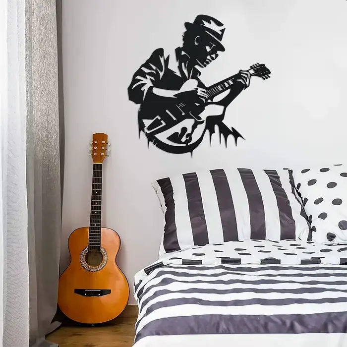Décoration murale en métal pour guitariste