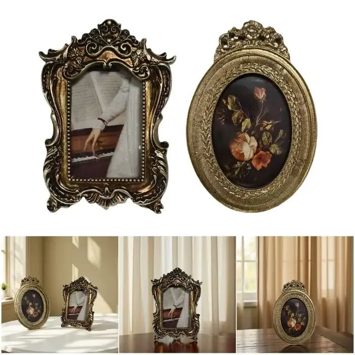 Cadre Photo rétro, Mini cadre Photo orné Antique pour affichage table