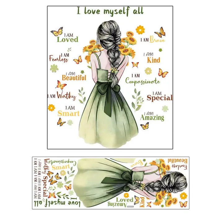 Autocollants muraux multicolores, papillons, fleurs, dessins animés, autocollants muraux pour filles