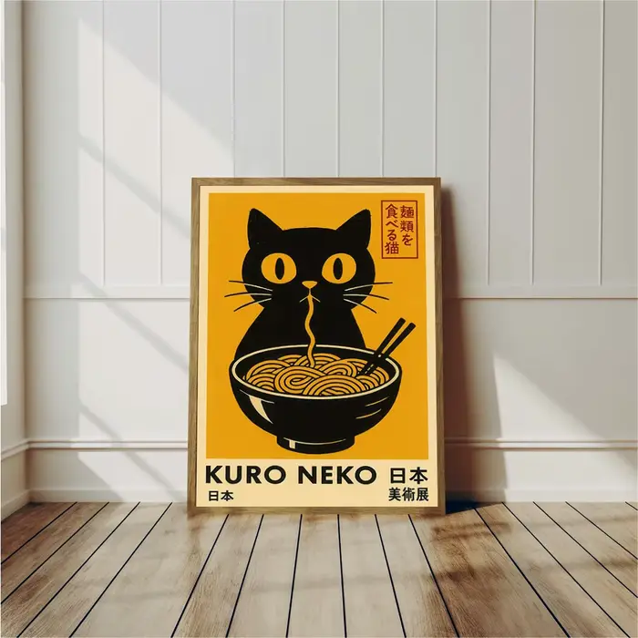 Affiche de chat mignon de style japonais