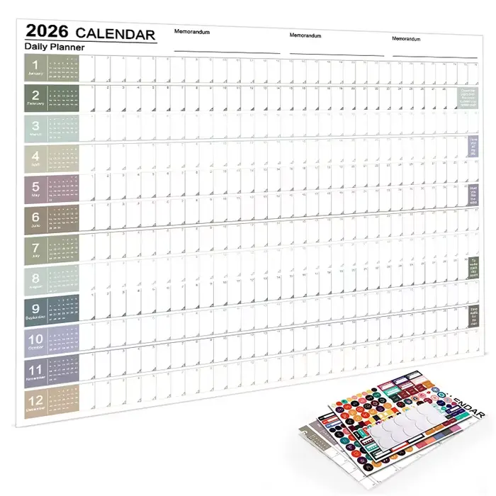 Calendrier mural effaçable à sec non daté, grand planificateur mensuel, tableau blanc, organisateur 