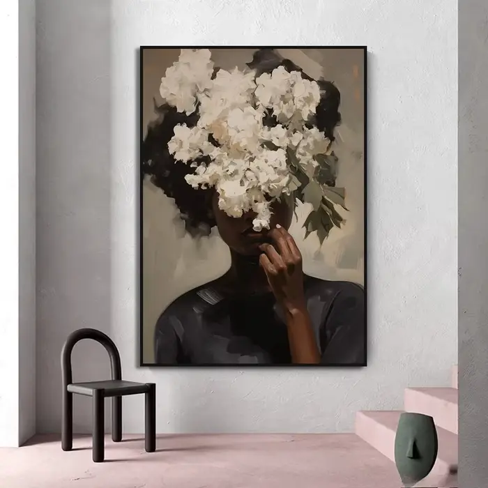 Toile d'art mural avec femme noire