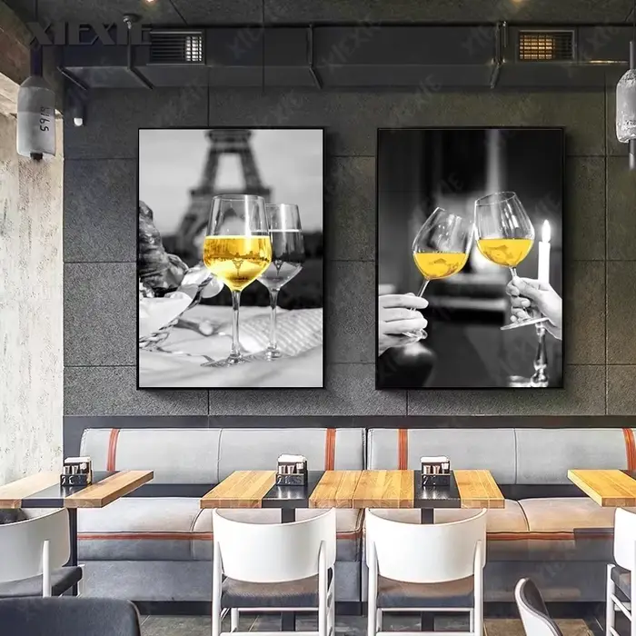 Affiche de vin rouge et verre à vin, toile de restaurant d'impression, peinture d'art mural, image pour le salon, la cuisine, la décoration à la maison