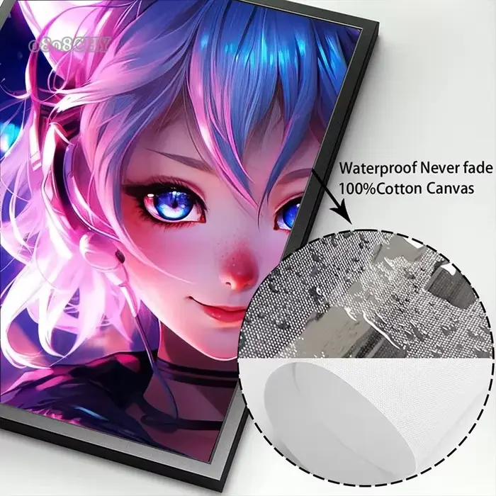 Néon Anime chat fille affiches imprime toile peinture Manga