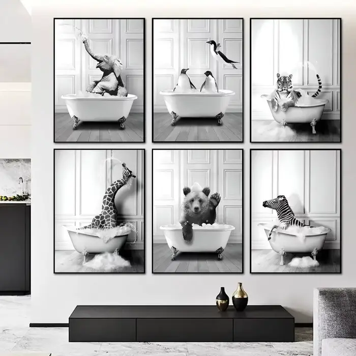Affiches et impressions d'animaux pour décoration de salle de bain