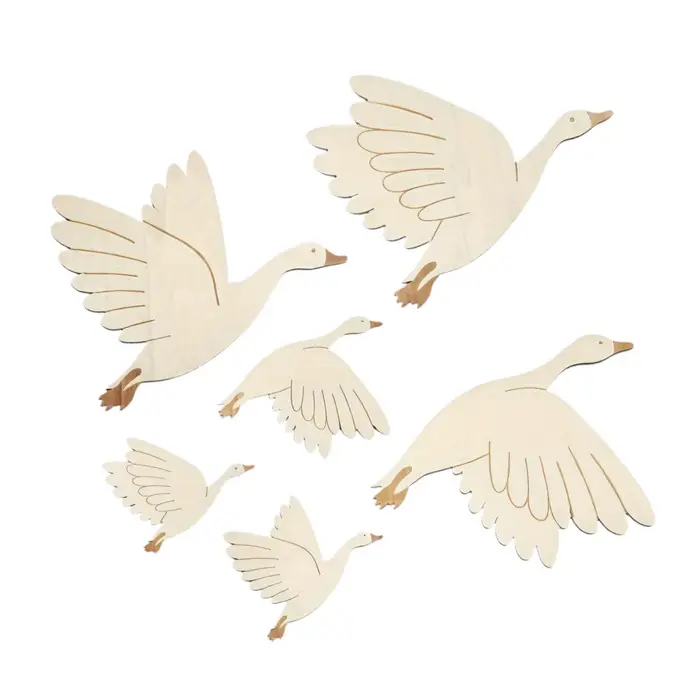 Décoration murale d'oiseaux en bois