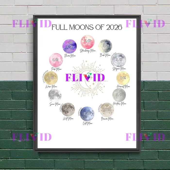 Calendrier de Phase de lune 2026 Art mural