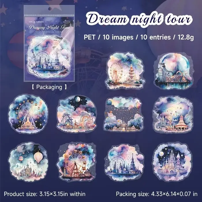Autocollant de nuit de grande taille en l'horloge, paquet de décorations en forme de nuit 3e, fourni