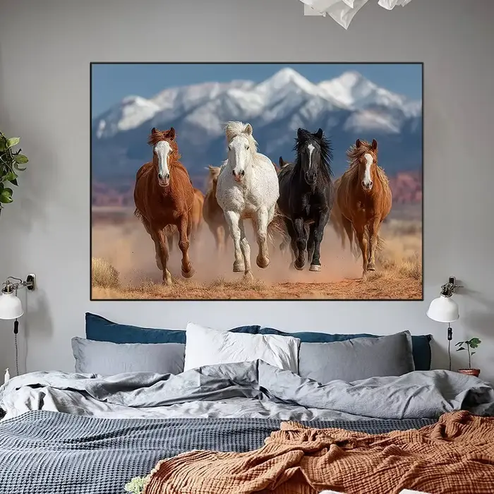 Affiche d'aquarelle de cheval sauvage élégant