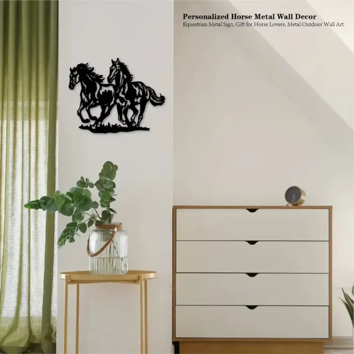 Décoration murale en métal en forme de cheval élégante et exquise | Art délicat avec le pépiment décoratif – Améliorez