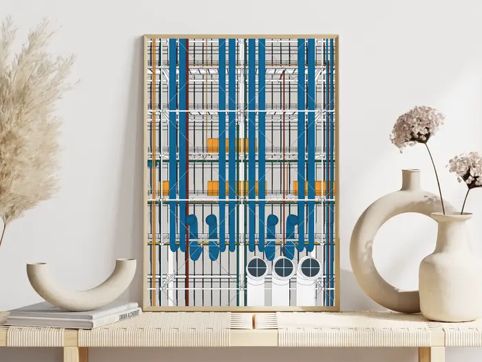 Affiches graphiques abstraites de musée d'architecture moderne
