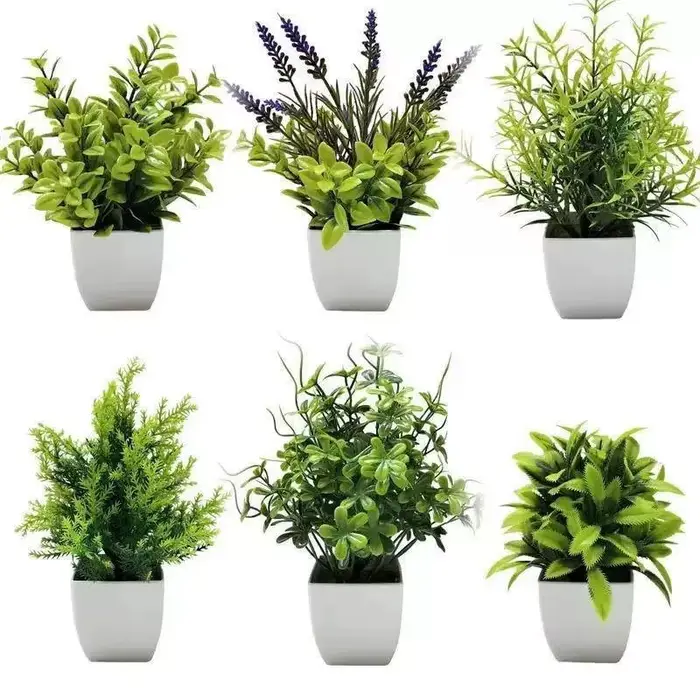 Plantes artificielles en pot avec feuillage réaliste et sans entretien, parfaites pour la décoration de la maison, du bureau, de la salle de bain, de la table ou des étagères.