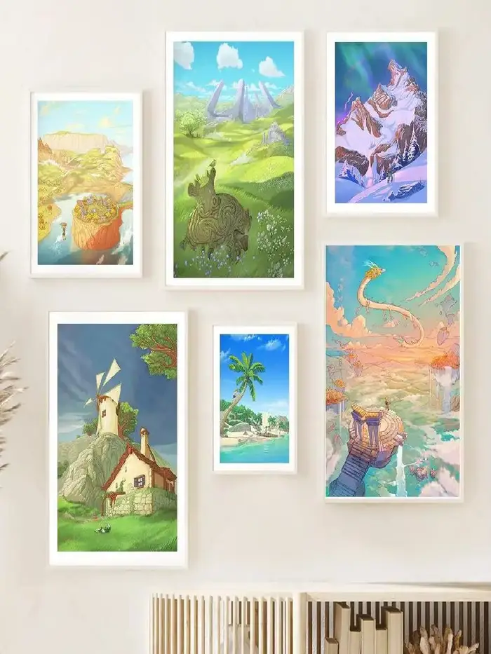 Peinture sur toile du village d'Hyrule