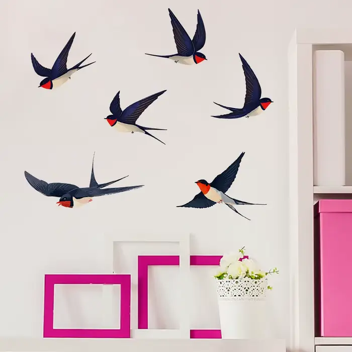 Décoration murale auto-adhésive Flying Swallow pour salon