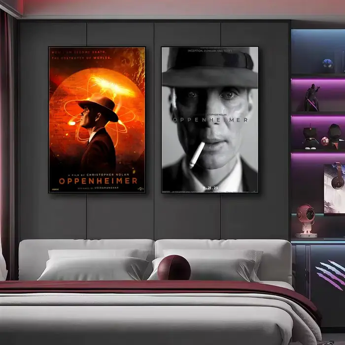 Affiche esthétique HD, impression d'art mural auto-adhésive, décoration moderne pour la maison, idée cadeau pour la décoration de la chambre Moive O-OPPENHEIMER
