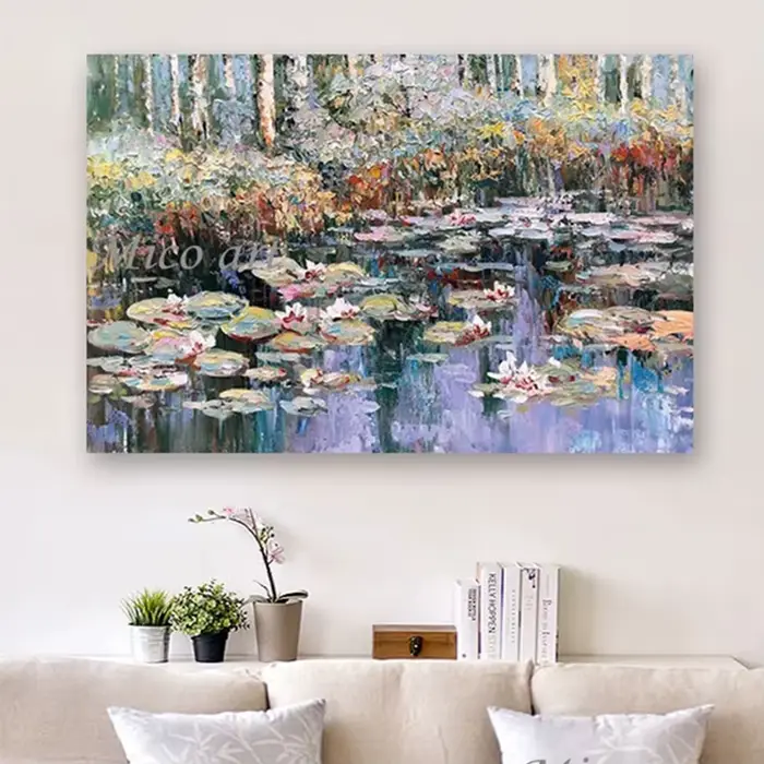 Peinture à l'huile moderne 100% peinte à la main de Monet Annie Flower, reproduction d'art mural sur toile, sans cadre