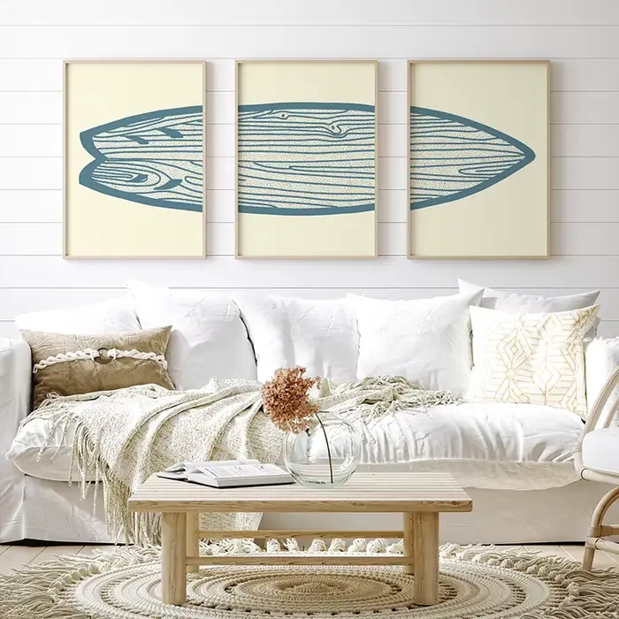 Affiche rétro Boho pour planche de Surf, Art de plage, mer et Surf, peintures sur toile, images murales côtières imprimées pour décoration de salon et de maison