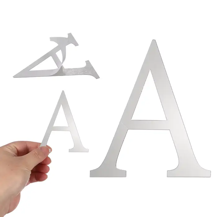 Autocollants muraux 3D en miroir alphabet de 4 pouces, lettres et chiffres autocollants en acrylique
