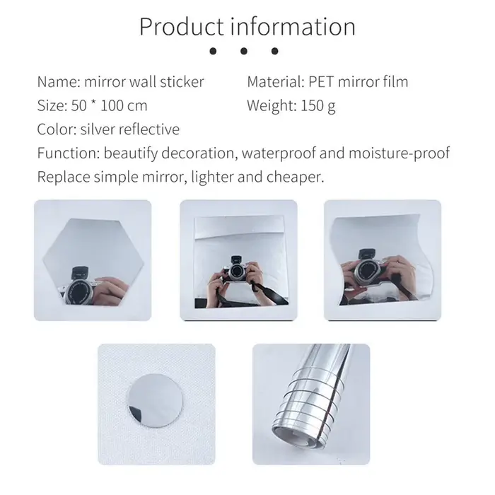 Autocollant mural pour miroir, 1 pièce, Film adhésif auto-adhésif pour décorations de salle de bains