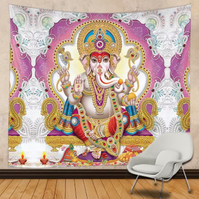 Tapisserie murale d'art de dieu indien Ganesha