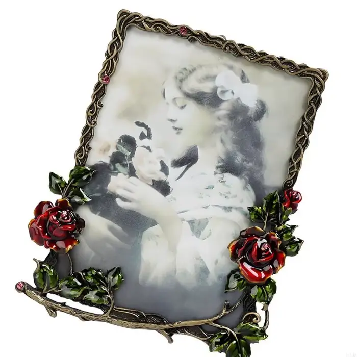 Cadre Photo table en métal en Relief Rose