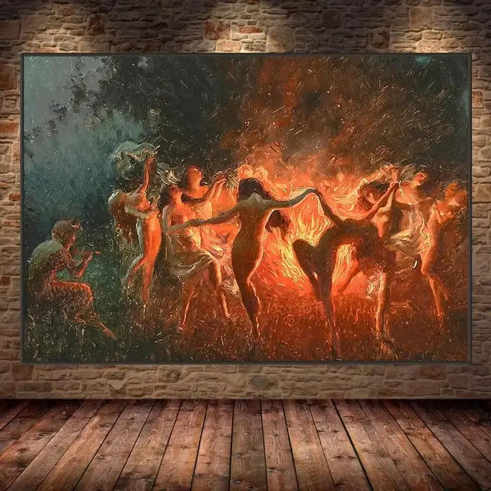 Sorcière magique fée feu danse
